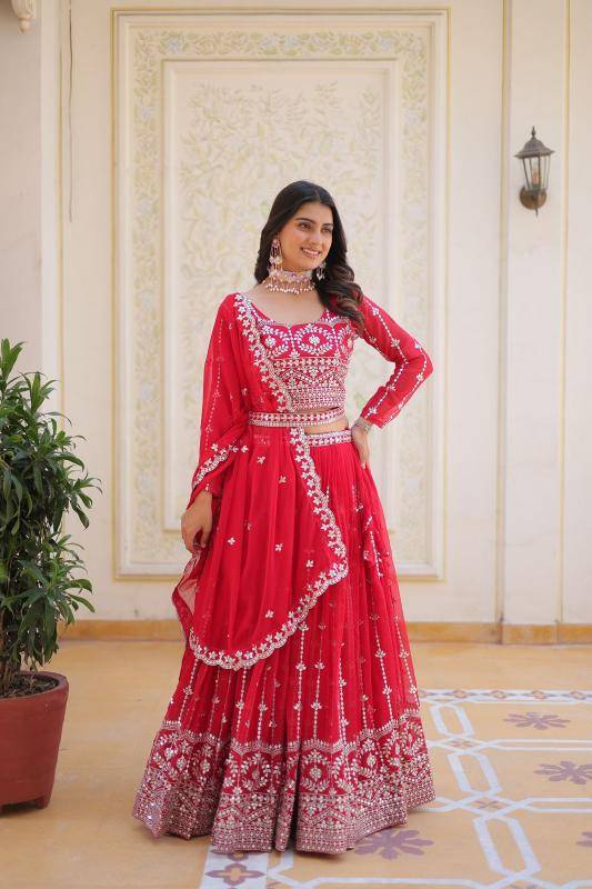 Ram-085 Georgette Pink Customized lehenga choli in Surat
